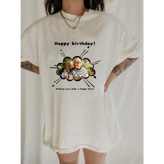 Happy Birthday My Babe-Photo Personalized Custom Unisex T-shirt