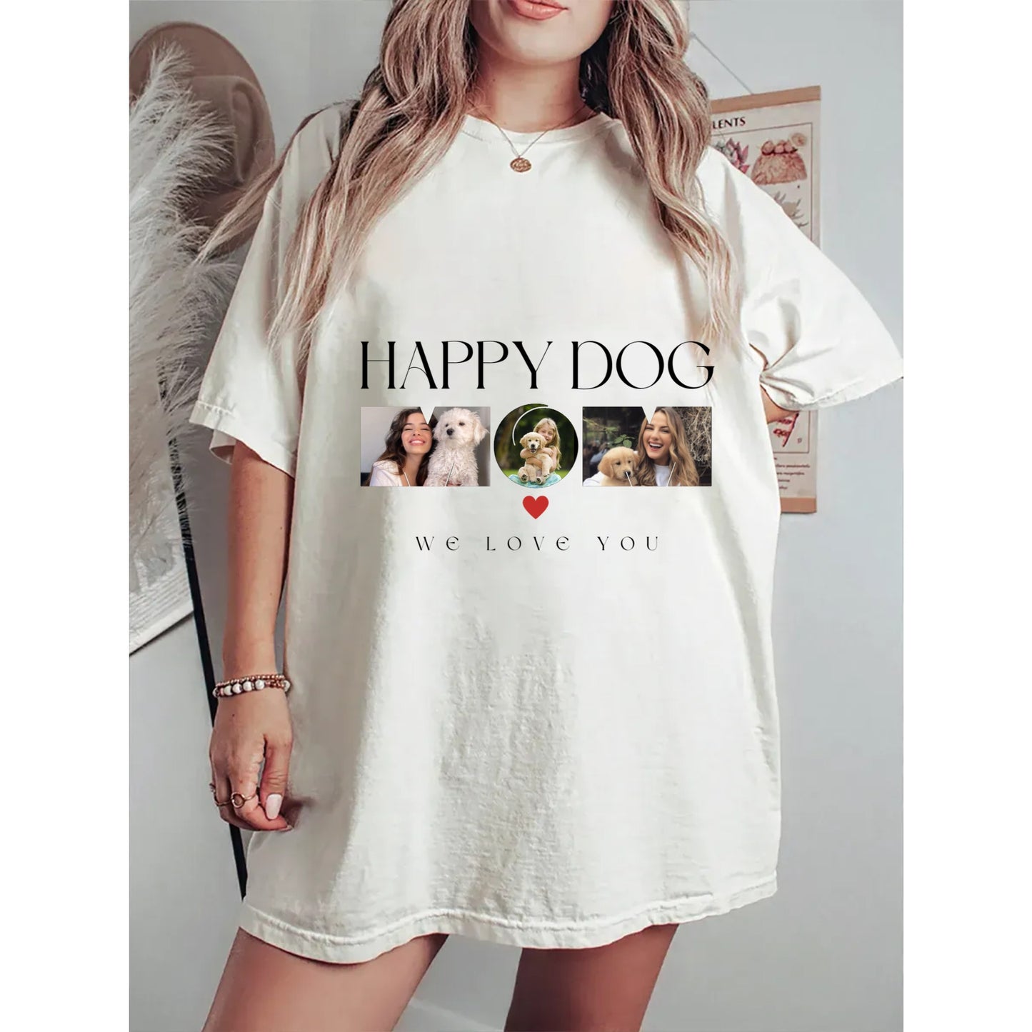 Happy Dog Mom-Photo Personalized Custom Unisex T-shirt